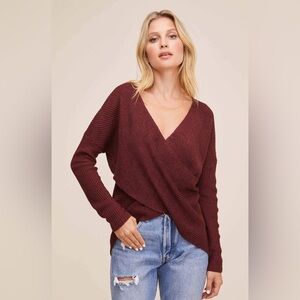 ASTR the label wrap front sweater in maroon. Size small